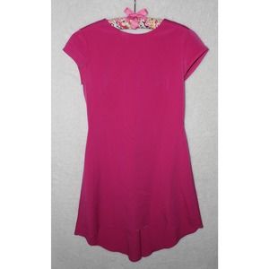 Nha Khanh Palermo Asymmetric Hem Dress in Pink Crepe, Made in USA, Size 2